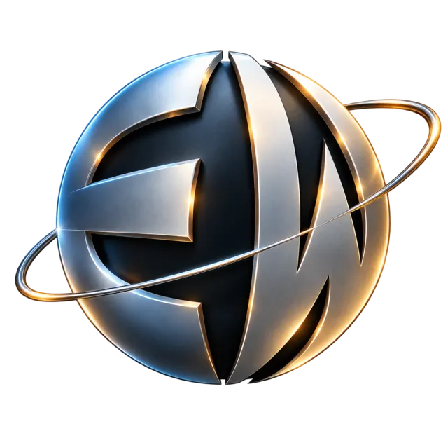 Metallic EW globe with orbital ring